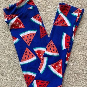 EUC LuLaRoe Kids L/XL Watermelon Leggings
